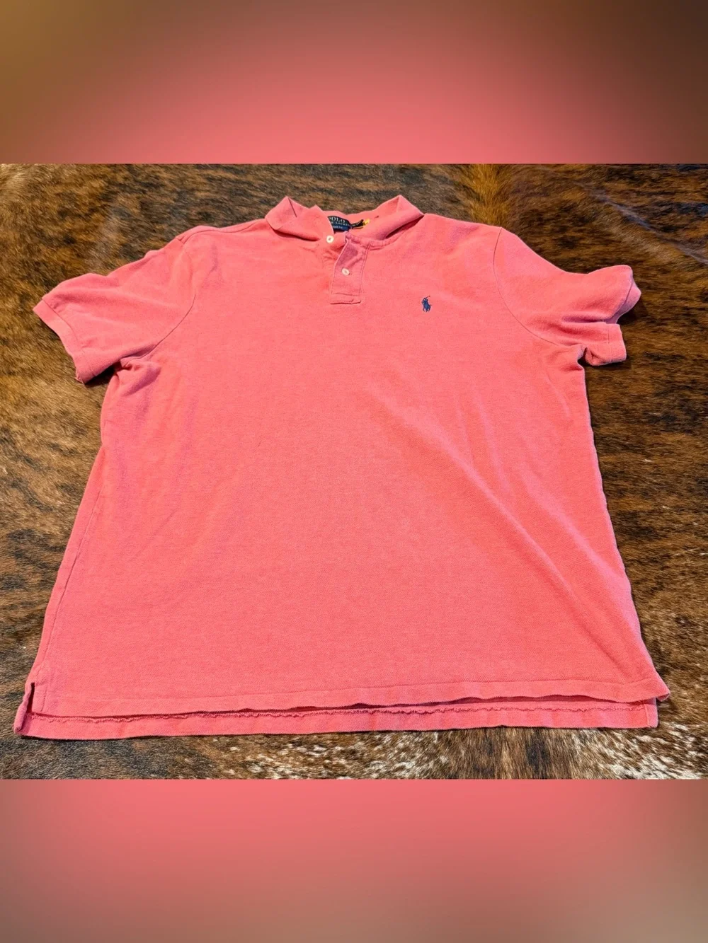 Polo Ralph Lauren Polo Shirt Mens XL Salmon Pink Short Sleeve Classic Fit Pony